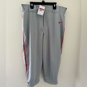 New Nike Engineered Team Baseball Pants Mens Size L Gray Red Piping